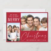 Cartes Pour Fêtes Annuelles Joyeux Noël 2 Script photo Rouge (Devant)