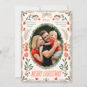 Cartes Pour Fêtes Annuelles Joyeux Noël 3 Photo Coquette Botanique Floral (Devant)