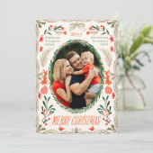 Cartes Pour Fêtes Annuelles Joyeux Noël 3 Photo Coquette Botanique Floral (Debout devant)