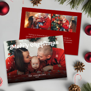 Cartes Pour Fêtes Annuelles Joyeux Noël 3 Photo Retro Typographie Message