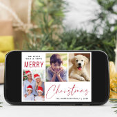 Cartes Pour Fêtes Annuelles Joyeux Noël 3 Photo Rouge Script