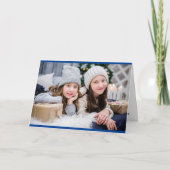 Cartes Pour Fêtes Annuelles Joyeux Noël 3 Photo Simple Blue Snow Thème (Devant)