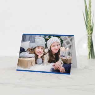 Cartes Pour Fêtes Annuelles Joyeux Noël 3 Photo Simple Blue Snow Thème