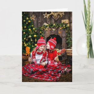 Cartes Pour Fêtes Annuelles Joyeux Noël 3 Photo Sucre de canne Rouge Thème Vac