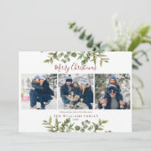 Cartes Pour Fêtes Annuelles Joyeux Noël 3 Photo Verdure Bourgogne (Debout devant)