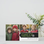 Cartes Pour Fêtes Annuelles Joyeux Noël - 3 photos - noir blanc vert (Debout devant)