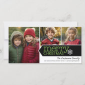 Cartes Pour Fêtes Annuelles Joyeux Noël - 3 photos - noir blanc vert (Devant)