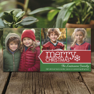 Cartes Pour Fêtes Annuelles Joyeux Noël - 3 photos - vert rouge moderne