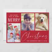 Cartes Pour Fêtes Annuelles Joyeux Noël 3 Script photo Rouge (Devant)