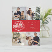 Cartes Pour Fêtes Annuelles Joyeux Noël 4 Collage de photos Élégant Classique (Debout devant)
