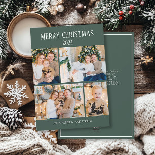 Cartes Pour Fêtes Annuelles Joyeux Noël 4 Collage de photos Vert
