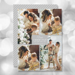 Cartes Pour Fêtes Annuelles Joyeux Noël 4 Photo Collage<br><div class="desc">Votre nom de famille et l'accueil Joyeux Noël et Bonne Année en lettrage chic sur gris argenté avec votre collage photo préféré 4 sur le devant et vos prénoms sur le dos de ces cartes de voeux de vacances. PLUS DE COULEURS dans notre magasin. Le service Live Design peut vous...</div>