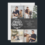 Cartes Pour Fêtes Annuelles Joyeux Noël 4 Photo Collage Boho Chalkboard<br><div class="desc">Un design élégant de vacances collage photo 4 pour vous de personnaliser avec vos photos préférées,  message,  noms et année sur un arrière - plan de tableau noir. L'envers comporte des flocons de neige tombant sur un arrière - plan de tableau de bord correspondant. Conçu par Thisisnotme©</div>