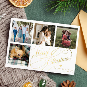 Cartes Pour Fêtes Annuelles Joyeux Noël 4 photo collage élégant script