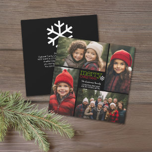 Cartes Pour Fêtes Annuelles Joyeux Noël 4 Photo Collage - lettre sur le dos
