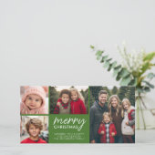 Cartes Pour Fêtes Annuelles Joyeux Noël 4 photo collage - peut éditer vert (Debout devant)