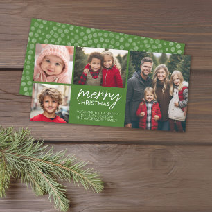 Cartes Pour Fêtes Annuelles Joyeux Noël 4 photo collage - peut éditer vert