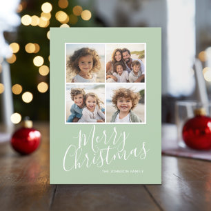 Cartes Pour Fêtes Annuelles Joyeux Noël 4 Photo Collage Snowflake Motif