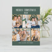 Cartes Pour Fêtes Annuelles Joyeux Noël 4 Photo Collage vert (Debout devant)