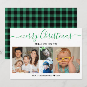 Cartes Pour Fêtes Annuelles Joyeux Noël 4 Photo Collage vert Plaid