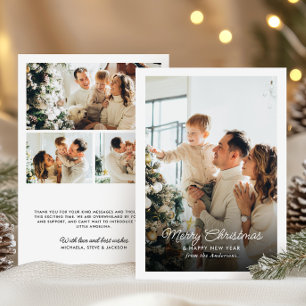 Cartes Pour Fêtes Annuelles Joyeux Noël 4-Photo Message personnel