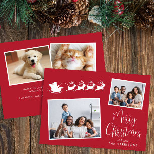 Cartes Pour Fêtes Annuelles Joyeux Noël 4 Photo Père Noël Sleigh