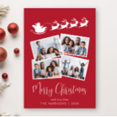 Cartes Pour Fêtes Annuelles Joyeux Noël 4 Photo Père Noël Sleigh Red