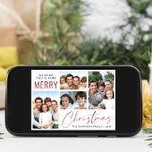 Cartes Pour Fêtes Annuelles Joyeux Noël 4 Photo Rouge Script