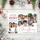 Cartes Pour Fêtes Annuelles Joyeux Noël 4 Photo Rouge Script