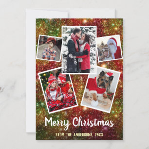 Cartes Pour Fêtes Annuelles Joyeux Noël 5 Collage photo de famille Étincelle