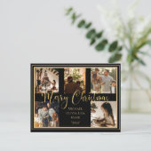 Cartes Pour Fêtes Annuelles Joyeux Noël 5 Photo Collage Gold Script (Debout devant)