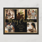 Cartes Pour Fêtes Annuelles Joyeux Noël 5 Photo Collage Gold Script (Devant)