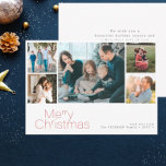 Cartes Pour Fêtes Annuelles Joyeux Noël 5 photo collage moderne<br><div class="desc">Simple minimaliste typographie rouge personnalisée multi photo,  nom de famille et texte personnalisé carte de vacances de Noël élégante.             Personnalisé des deux côtés !</div>