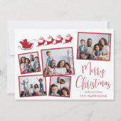 Cartes Pour Fêtes Annuelles Joyeux Noël 5 Photo Collage Père Noël Sleigh (Devant)