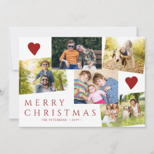 Cartes Pour Fêtes Annuelles Joyeux Noël 5 photos moderne rouge blanc