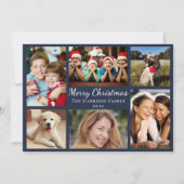 Cartes Pour Fêtes Annuelles Joyeux Noël 6 Photo Collage Bleu (Devant)