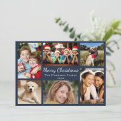 Cartes Pour Fêtes Annuelles Joyeux Noël 6 Photo Collage Bleu (Debout devant)
