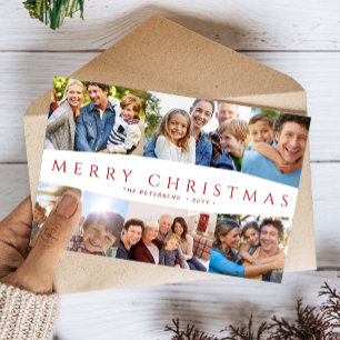 Cartes Pour Fêtes Annuelles Joyeux Noël 6 photos rouge blanc Noël