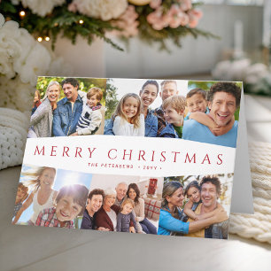 Cartes Pour Fêtes Annuelles Joyeux Noël 6 photos rouge blanc Noël