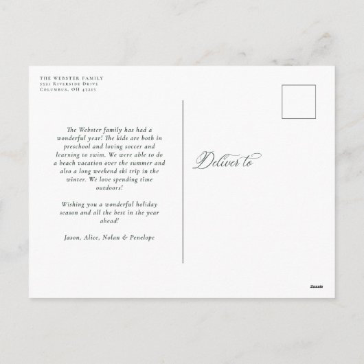 Cartes Pour Fêtes Annuelles Joyeux Noël 7 photo collage chasseur vert (Dos)