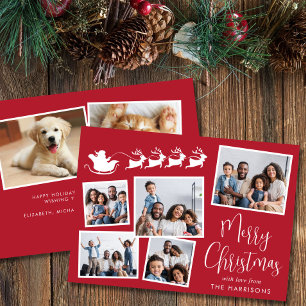 Cartes Pour Fêtes Annuelles Joyeux Noël 7 Photo Collage Père Noël Sleigh