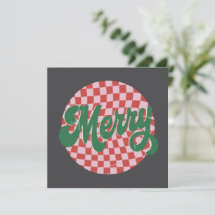 Cartes Pour Fêtes Annuelles Joyeux Noël à carreaux rétro 