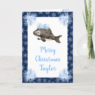 Cartes Pour Fêtes Annuelles Joyeux Noël à la baleine de l'Arctique d'hiver