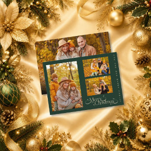 Cartes Pour Fêtes Annuelles Joyeux Noël à la famille verte minimale quatre pho