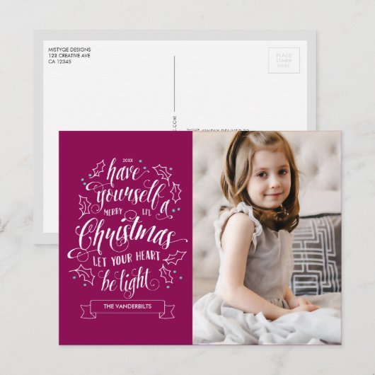 Cartes Pour Fêtes Annuelles Joyeux Noël à la main (Devant / Derrière)