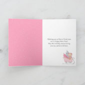 Cartes Pour Fêtes Annuelles Joyeux Noël à l'Ours rose (Intérieur)