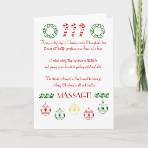 Cartes Pour Fêtes Annuelles Joyeux Noël à tous et à tous un MASSAGE!