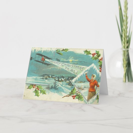Cartes Pour Fêtes Annuelles Joyeux Noël à tous les avions en hiver (Devant)