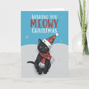 Cartes Pour Fêtes Annuelles Joyeux Noël à tout joli chat enneigé avec chapeau