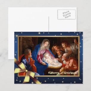 Cartes Pour Fêtes Annuelles Joyeux Noël. Adoration des bergers